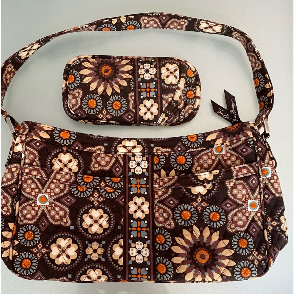 Vera Bradley Canyon Cassidy Shoulder Bag Quilted Retired Pattern Brown w/ insert